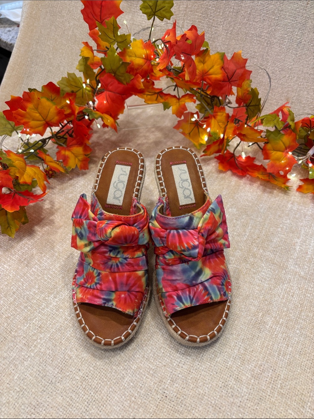 Sugar Multicolor Tie-Dye Wedge Espadrilles